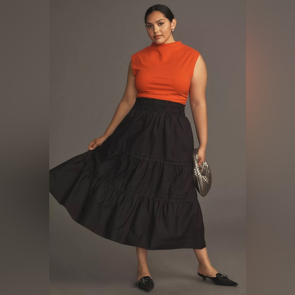 NWT Anthropologie Black Somerset Plus Skirt 3X